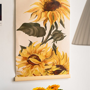 向日葵挂画北欧玄关装饰画花卉背景，布简约(布，简约)竖版壁画电表箱遮挡