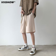 VIISHOW2023冰丝速干短裤夏季直筒裤纯色男生垂坠感五分裤