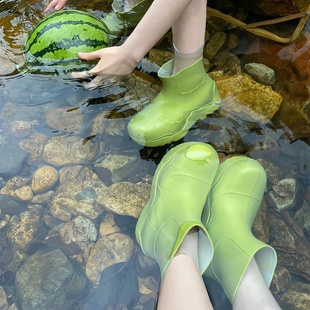 糖果色雨鞋女款2024软底防水防滑水鞋短筒雨靴时尚外穿夏季