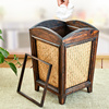 泰国创意复古竹编垃圾桶无盖家用客厅卧室厨房新中式实木质垃圾篓