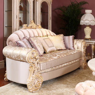 欧式新古典布艺沙发组合123法式全实木雕花沙发别墅奢华高端家具