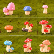 可爱树脂蘑菇小摆件微景观，装饰品红色蓝色仿真蘑菇丛多肉花盆装饰