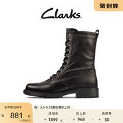 Clarks其乐女鞋秋冬季马丁靴10孔中筒柔软舒适朋克骑士女靴