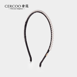 Cercoo/奢蔻珍珠礼赞人造珍珠手工串珠缠布细发箍头箍发卡头饰品