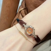 日本agete阿卡朵牛皮带手表，女款23年圣诞限定款琥珀栗色mini表盘