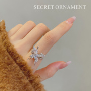 水晶锆石蝴蝶戒指女小众开口设计高级感食指指环时尚个性