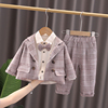 婴儿衣服学院风小西装礼服外出服三件套分体套装一周岁男宝宝秋装