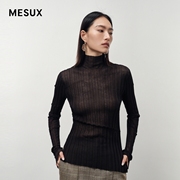 mesux米岫秋季螺纹针织衫，高领套头内搭毛衣女mlfue402