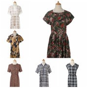 vintage古着孤品日本复古夏季文艺森林系，短袖连衣裙森女抽象印花