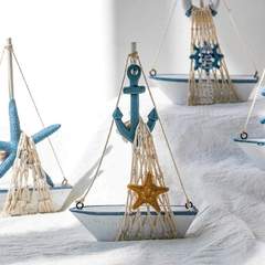 船模型拼装木质手工帆船装饰品风格个性生日店铺工艺中式摆件小渔