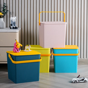 方形洗澡桶水桶洗衣储物桶凳带盖幼儿园玩具收纳桶钓鱼桶加厚手提