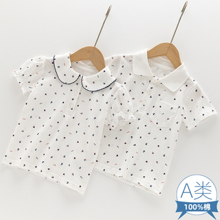 春夏男女童宝宝短袖t恤polo衫幼儿园中小学生，亲子装单穿上衣大码