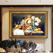 欧式餐厅装饰画厨房饭厅壁画花卉，葡萄水果油画，大气美式挂画单幅