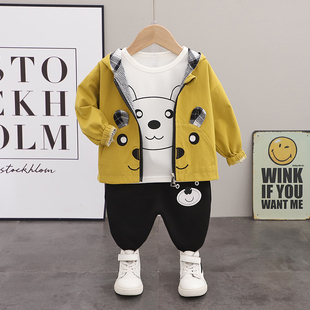匹克企鹅小童男宝宝春秋装外套装三件套0-1-2-3岁婴儿衣服秋季潮