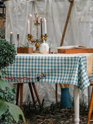 左咸敦道卡通美式法式格子桌布餐桌布桌垫装饰布艺餐台布茶几桌布