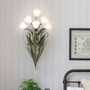 美式壁灯法式田园花朵客厅背景墙上灯现代简约卧室床头灯复古灯具
