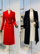 韩国直邮mojo莫佐气质双排长款，呢子红色羊绒，大衣气质外套女冬季