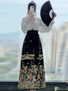 新中式国风马面裙上衣套装小个子改良汉服日常成人女秋季2023