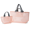 日本夏季DD粉色网纱单肩包大容量少女心户外沙滩包手提购物袋