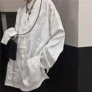 胖MM特大码300斤衬衫女秋季设计感新中式中国风龙纹盘扣衬衣外套2