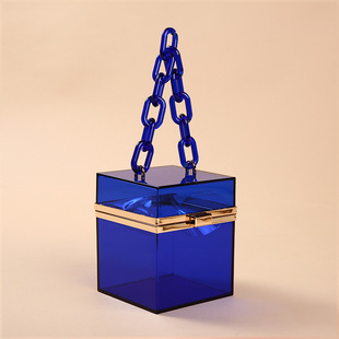 亚克力透明包包女2023夏季立体方形，盒子包链条(包链条)手提包斜挎小包