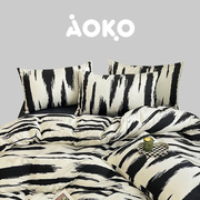 AOKO全棉四件套柔软舒适保暖ins床单床笠黑白宿舍居家旅行床上用