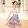 紫色短款马面裙短袖薄款夏季古风中国风半身裙汉服女童旅游拍照