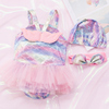 婴儿泳衣0-1岁2-3-6宝宝温泉女童公主裙式小天使，美人鱼儿童比基尼