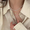 法式双层珍珠项链轻奢小众锁骨链女高级感叠戴颈链毛衣链百搭配饰