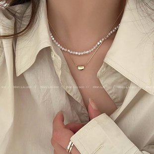 双层珍珠项链女2024轻奢小众高级感叠戴锁骨链颈链配饰
