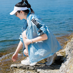 女士防晒衣女款2024夏季运动外套开衫，大码薄款透气防晒服女夏