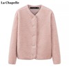 拉夏贝尔/La Chapelle春季羊羔绒摇粒绒圆领开衫外套百搭上衣