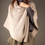 羊绒披肩斗篷套头女方形明星款四季可穿羊毛披肩斗篷围巾两用外套