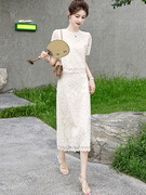 蕾丝连衣裙2024夏高级感小香风仙女白色包臀半身裙新中式套装