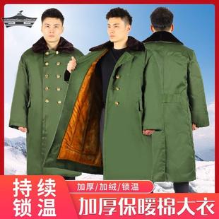 军绿色大衣男冬季加厚长短款，防寒保暖劳保棉大衣，加绒可拆卸棉袄女