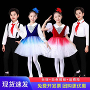 六一儿童节裙子蓬蓬纱裙合唱演出服背带裤男女表演舞蹈朗诵小学生