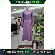 韩国直邮ggpx连衣裙galleria亮纱针织配色，不对称腰带连(