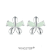 wingstop原创时尚简约夜光花朵，耳钉s925纯银，镀白金小花耳环耳饰
