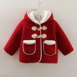 女童外套2023冬装儿童加厚羊羔，绒毛毛衣宝宝冬季夹棉保暖大衣
