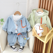 童装男童春秋季韩版卡通三件套0-5岁中小童春秋宝宝长袖套装外穿