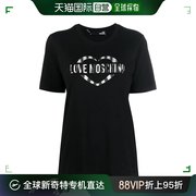 香港直邮Moschino莫斯奇诺女士T恤心形图案印花黑色宽松舒适