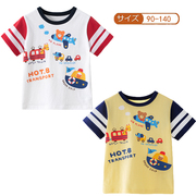 日系90-140#儿童纯棉卡通短袖男童汽车图案夏季miki薄款圆领T恤