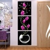 新无框画挂钟三联画钟表创意艺术时针客厅玄关装饰画竖版抽象花品