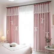 女童卧室窗帘儿童房网红公主，风遮光帘女孩房间，粉色飘窗梦幻帘