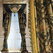 欧式窗帘客厅奢华大气轻奢美式别墅挑高复式楼高端成品雪尼尔