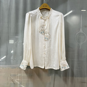 梵vc241055商场专卖2024春时尚品质女装，长袖新中式提花衬衣小衫潮