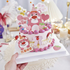 玫红色主题周岁生日布置草莓熊蛋糕装饰甜品台纸杯插件推推乐贴纸