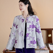 新中式轻国风外套冬季高级感宽松短款棉服女复古刺绣唐装上衣棉袄
