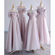 紫色伴娘服显瘦2023春季婚礼，小众高级姐妹团，礼服裙女简约长款