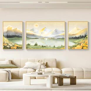 客厅装饰画现代简约高档沙发背景墙，挂画手绘油画高级感山水风景画